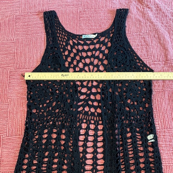 Rebellion women’s size medium / large long Black Crochet Vest - Picture 5 of 12